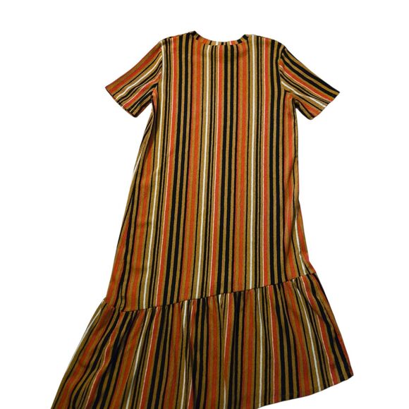Zara Trafaluc Small Dress 70's Inspired Crepe Asymmetric Hem Retro Stretchy - Picture 2 of 7